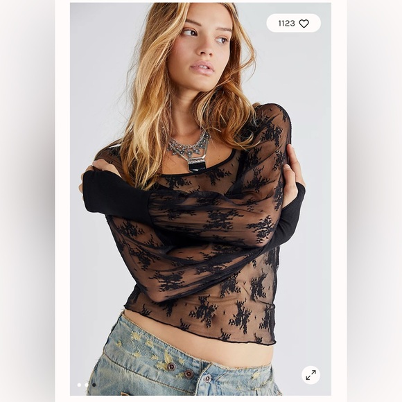 Free People U Into This Long Sleeve. NWOT. Black - Picture 3 of 3